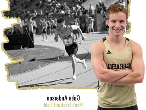 NWU's Gabe Anderson of men's track and field competes in an event.